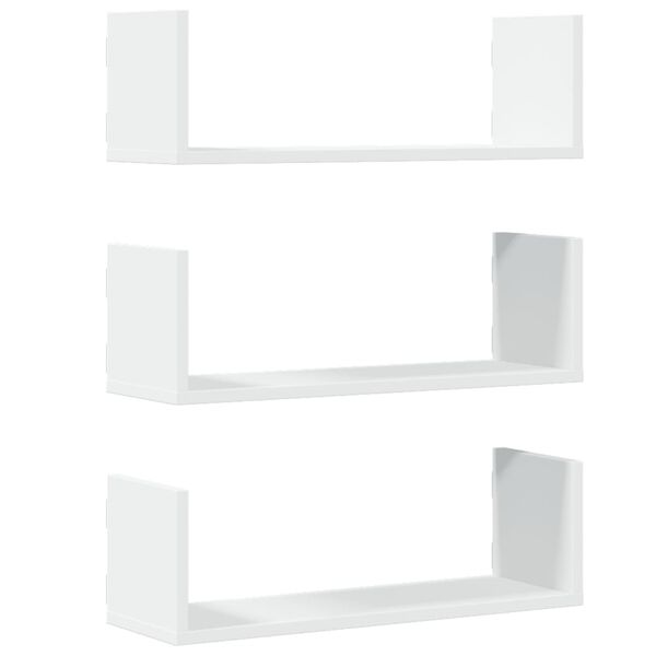vidaXL Estantes de pared 2 uds madera ingeniería blanca 58x18x18 cm