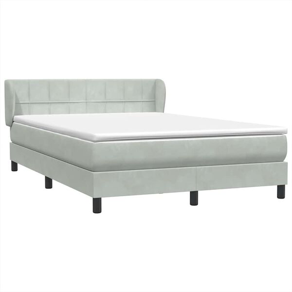 vidaXL Cama box spring con colch&oacute;n terciopelo gris claro 160x220 cm
