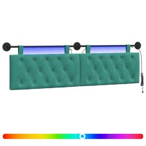 vidaXL Cabecero colgante Con luz LED Tuquesa Terciopelo