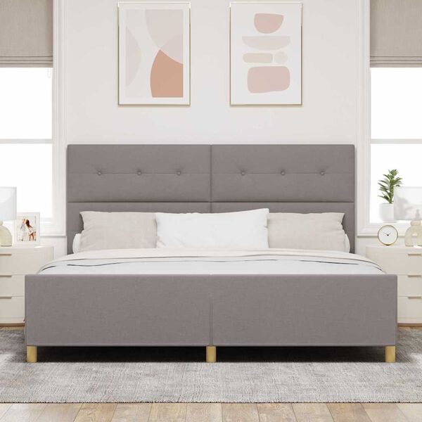 vidaXL Estructura de cama con cabecera Taup&eacute; 200 x 200 cm tela