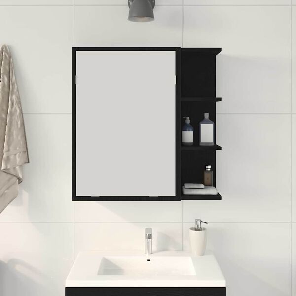 vidaXL Armario con espejo de ba&ntilde;o Roble Negro 62,5 x 20,5 x 64 cm