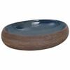 vidaXL Lavabo sobre encimera ovalado cer&aacute;mica marr&oacute;n y azul 59x40x15cm
