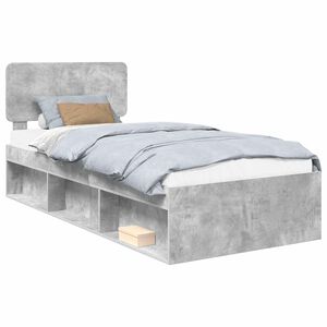 vidaXL Estructura de cama con cabecera Gris concreto 75 x 190 cm