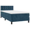vidaXL Cama box spring con colch&oacute;n terciopelo azul oscuro 90x190 cm
