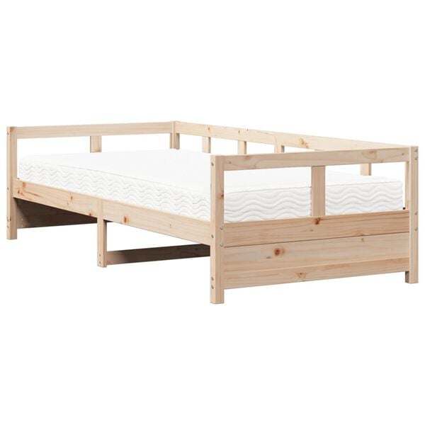 vidaXL Sof&aacute; cama con colch&oacute;n madera maciza de pino 90x200 cm