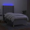 vidaXL Cama box spring colch&oacute;n y luces LED tela gris claro 90x200 cm