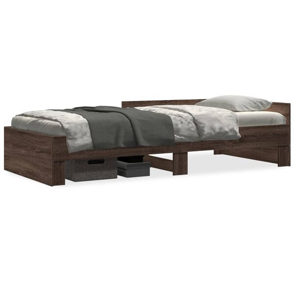 vidaXL Estructura de cama sin colchón madera marrón roble 100x200 cm