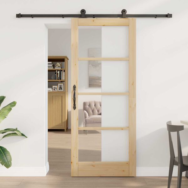 vidaXL Puerta Corredera ORKDAL Natural y negro 83 x 202 cm