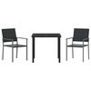 vidaXL Conjunto de Comedor de Jard&iacute;n 3 pcs Negro Rat&aacute;n sint&eacute;tico