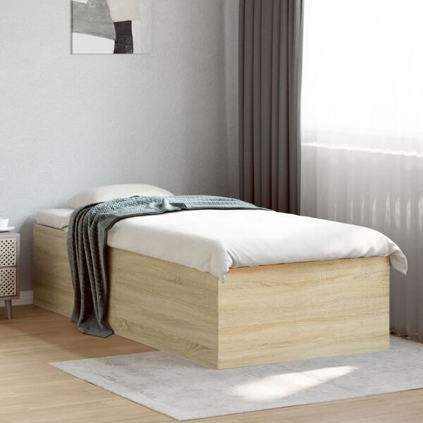 vidaXL Estructura de cama madera de ingenier&iacute;a roble Sonoma 90x200 cm