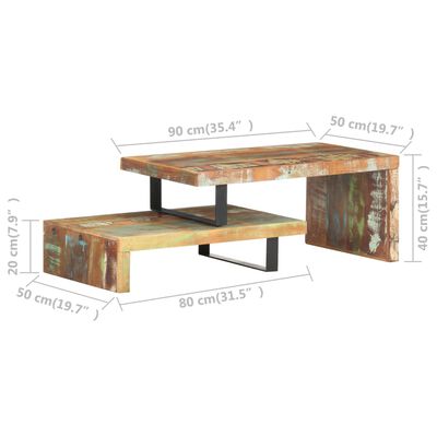 vidaXL Juego de 2 mesas de centro de madera maciza reciclada