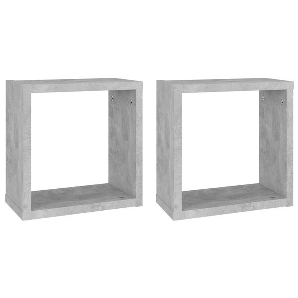 vidaXL Estantes cubo de pared 2 unidades gris hormig&oacute;n 30x15x30 cm