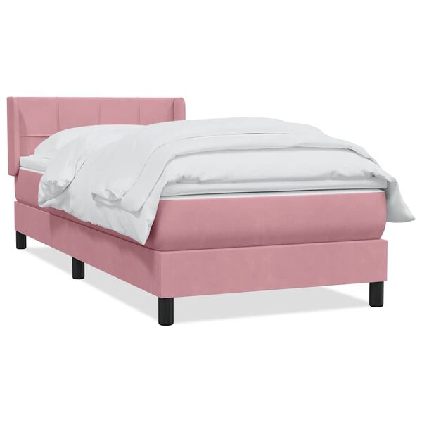 vidaXL Cama box spring con colch&oacute;n terciopelo rosa 100x210 cm