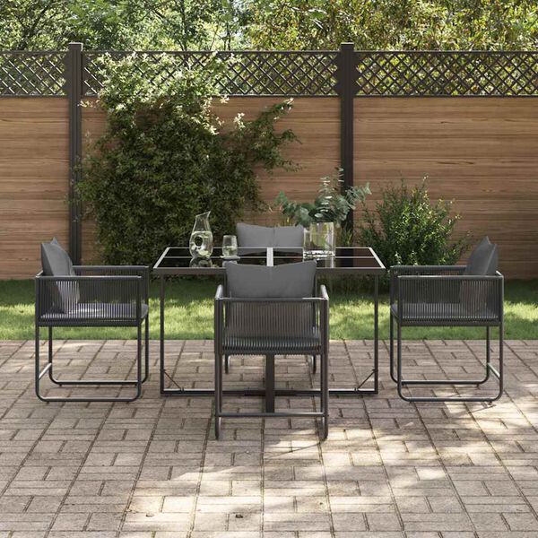 vidaXL Conjunto de Comedor de Jardín 5 pcs Negro Acero