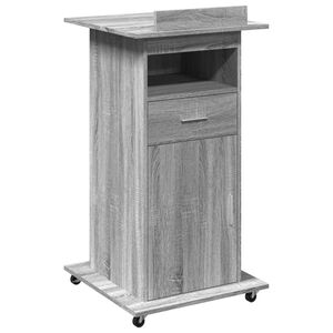 vidaXL Atril con ruedas y caj&oacute;n madera gris Sonoma 55x55x107 cm