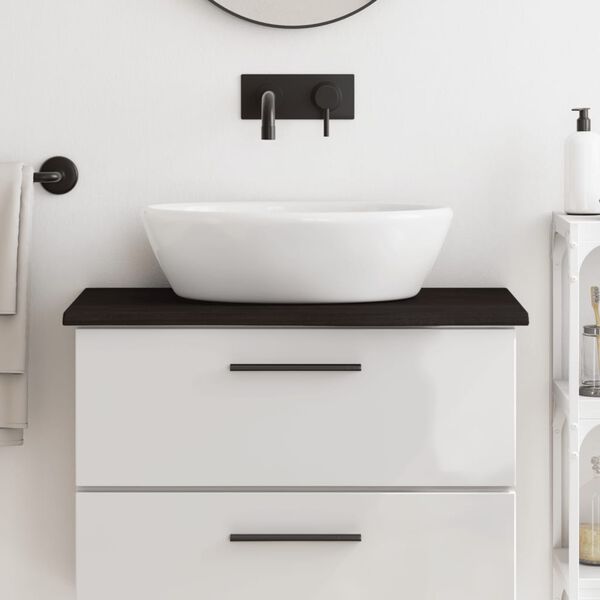vidaXL Encimera ba&ntilde;o madera maciza tratada marr&oacute;n oscuro 80x40x2 cm