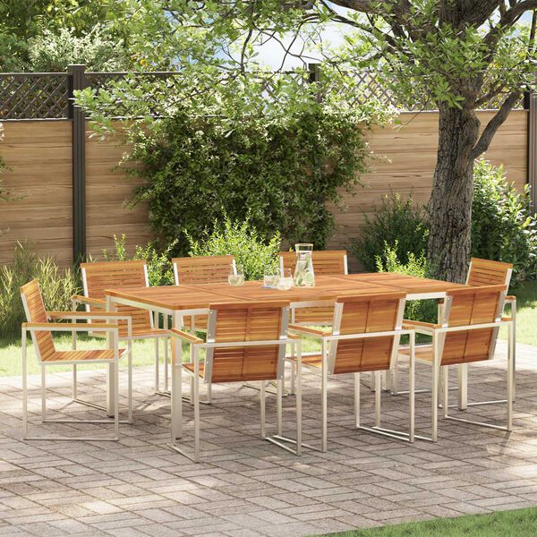 vidaXL Conjunto de Comedor de Jardín 9 pcs Madera de Acacia Sólida