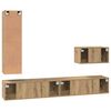 vidaXL Conjunto de mueble de TV con caj&oacute;n 4 pcs Roble artesanal