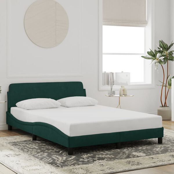 vidaXL Estructura de cama Dover terciopelo verde oscuro 140x200 cm