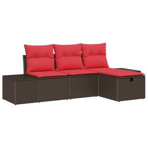 vidaXL Conjunto de sof&aacute; de jard&iacute;n con coj&iacute;n 4 pcs rat&aacute;n sint&eacute;tico