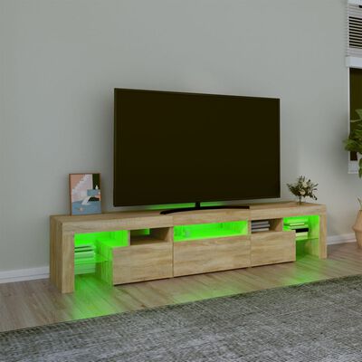 vidaXL Mueble de TV con luces LED roble Sonoma 200x36,5x40 cm