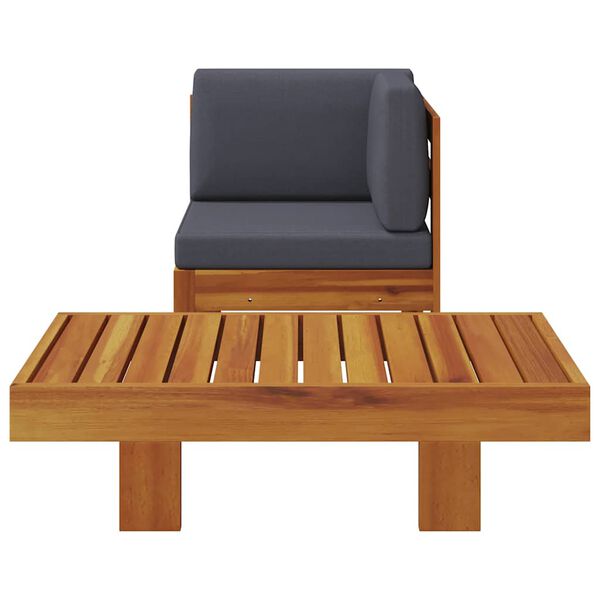 vidaXL Muebles de jard&iacute;n 2 pzas cojines madera acacia gris oscuro