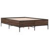 vidaXL Estructura cama madera ingenier&iacute;a metal marr&oacute;n roble 120x190 cm