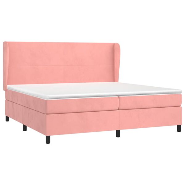 vidaXL Cama box spring con colch&oacute;n terciopelo rosa 200x200 cm