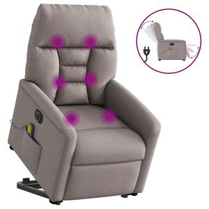 vidaXL Sill&oacute;n de masaje el&eacute;ctrico reclinable elevable tela taup&eacute;