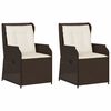 vidaXL Sillones reclinables jard&iacute;n con cojines marrones 2 uds rat&aacute;n PE