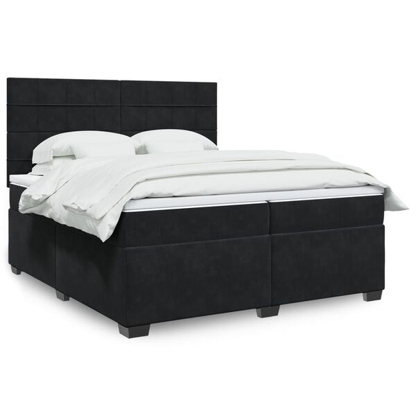 vidaXL Cama box spring con colch&oacute;n terciopelo negro 200x200 cm