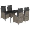 vidaXL Set comedor de jard&iacute;n 5 piezas con cojines rat&aacute;n sint&eacute;tico gris
