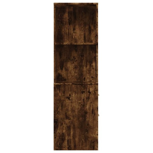 vidaXL Armario de ba&ntilde;o estrecho con ruedas madera roble ahumado