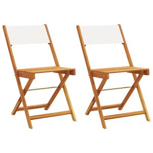 vidaXL Sillas plegables (2 unidades) color blanco crema, madera maciza de acacia y tela.