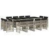 vidaXL Set comedor jard&iacute;n y cojines 13 pzas rat&aacute;n sint&eacute;tico gris claro