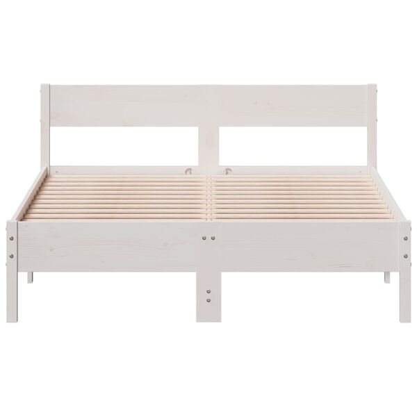vidaXL Estructura de cama sin colch&oacute;n madera de pino blanco 135x190 cm