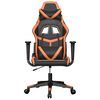vidaXL Silla gaming de masaje cuero sintético negro y naranja