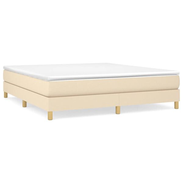 vidaXL Cama box spring con colch&oacute;n tela color crema 180x200 cm