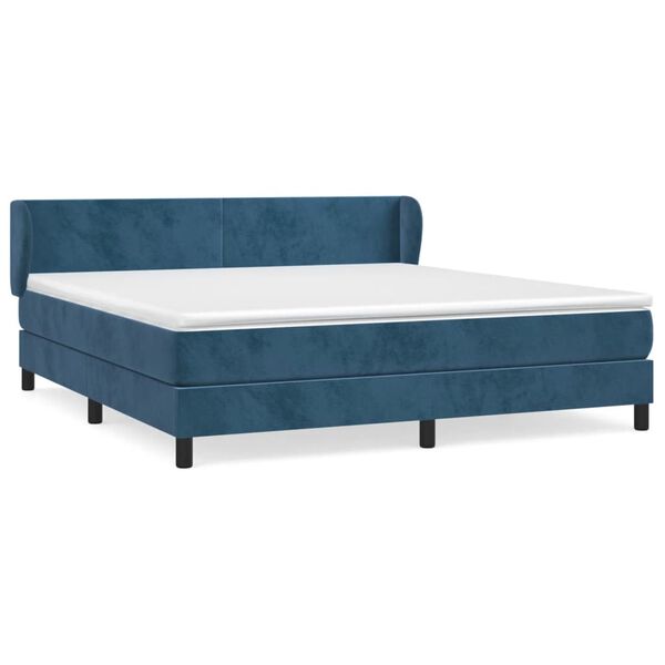 vidaXL Cama box spring con colch&oacute;n terciopelo azul oscuro 160x200 cm