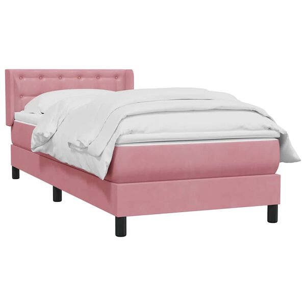 vidaXL Cama box spring con colch&oacute;n terciopelo rosa 100x210 cm
