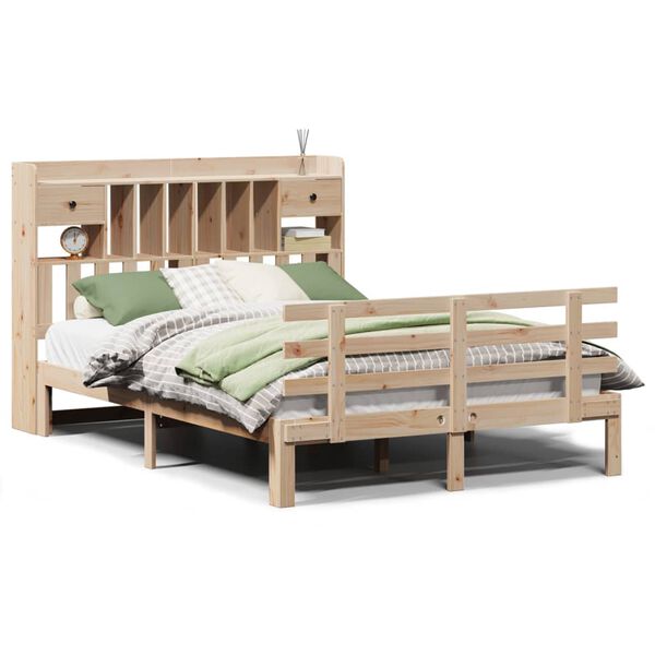 vidaXL Cama con estanter&iacute;a sin colch&oacute;n madera maciza de pino 160x200cm