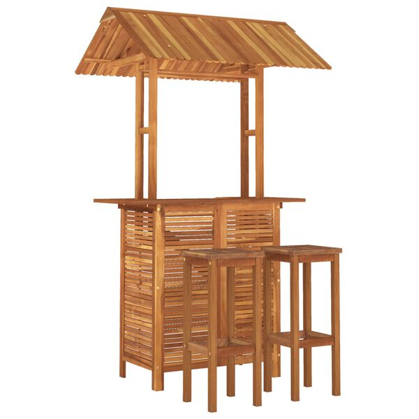 vidaXL Juego muebles de bar de jard&iacute;n 3 piezas madera maciza de acacia