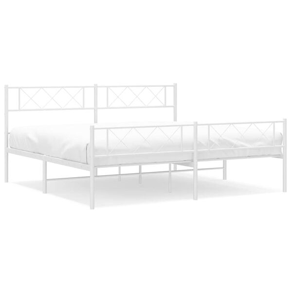 vidaXL Estructura cama sin colch&oacute;n con estribo metal blanco 193x203 cm