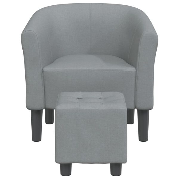 vidaXL Sill&oacute;n con taburete tela gris claro