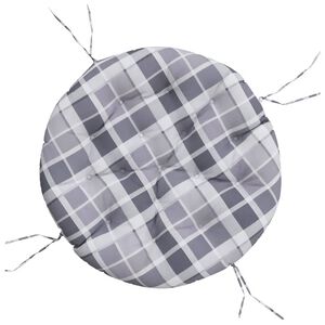 vidaXL Coj&iacute;n redondo tela Oxford estampado de cuadros gris &Oslash; 100x11 cm