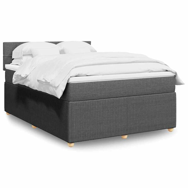vidaXL Cama box spring con colch&oacute;n tela gris oscuro 140x200 cm