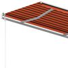 vidaXL Toldo manual retr&aacute;ctil con postes naranja y marr&oacute;n 4,5x3,5 m
