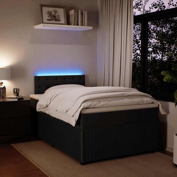 vidaXL Cama box spring con colch&oacute;n terciopelo negro 120x200 cm