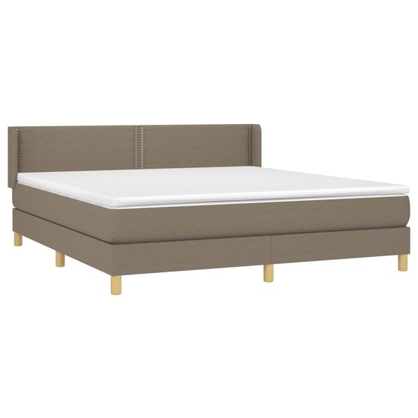 vidaXL Cama box spring con colch&oacute;n tela gris taupe 180x200 cm