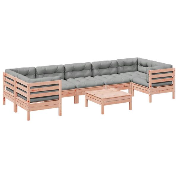 vidaXL Set de sof&aacute;s jard&iacute;n 8 pzas con cojines madera de abeto Douglas